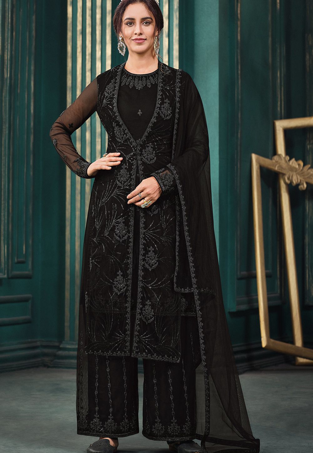 Black palazzo clearance suits