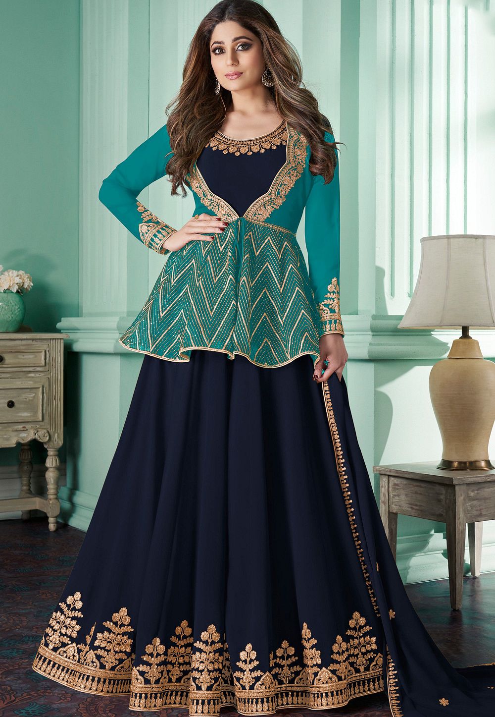 georgette embroidered anarkali suit