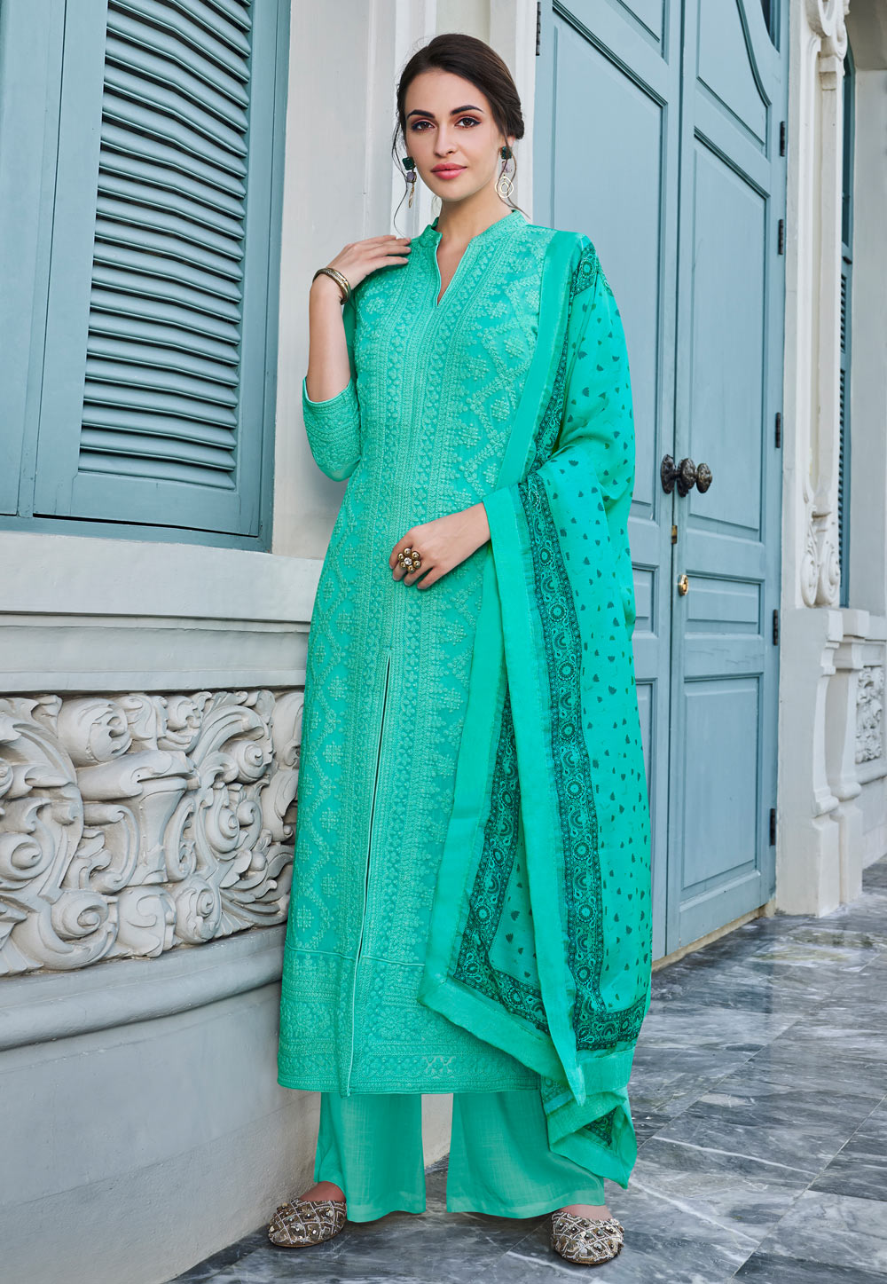 Georgette best sale lakhnavi suit