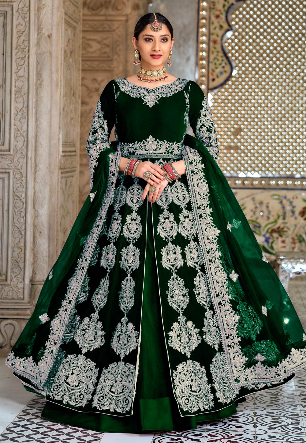 Stylish White and Multi Designer Indo-Western Lehenga Choli for Wedding and  Reception