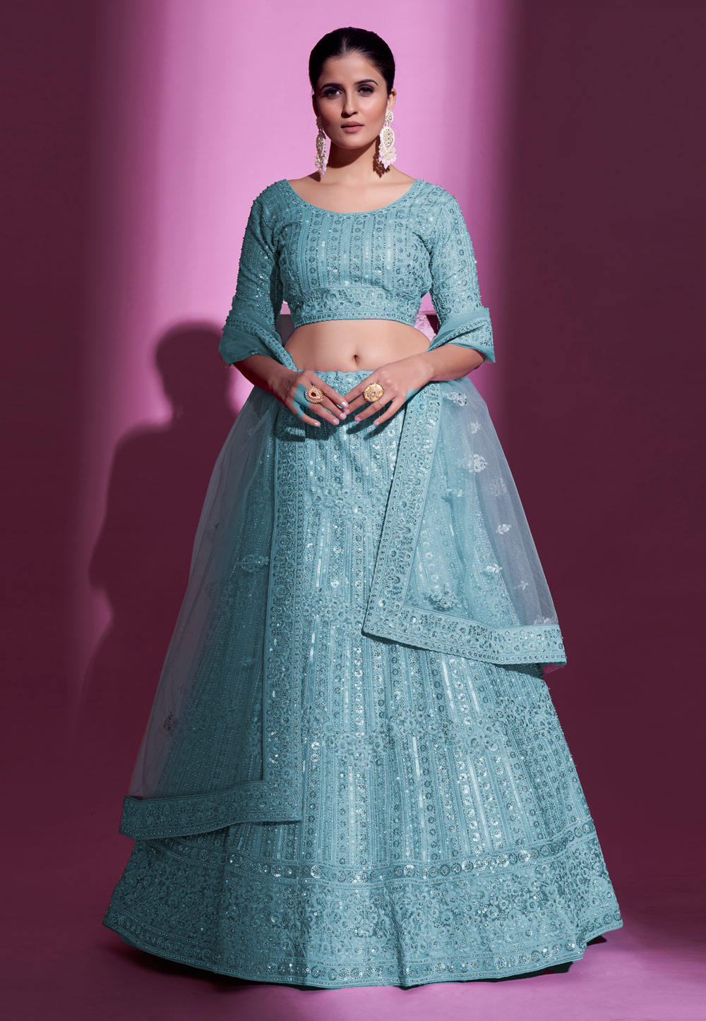 Sky Blue Lehenga Choli With Dupatta