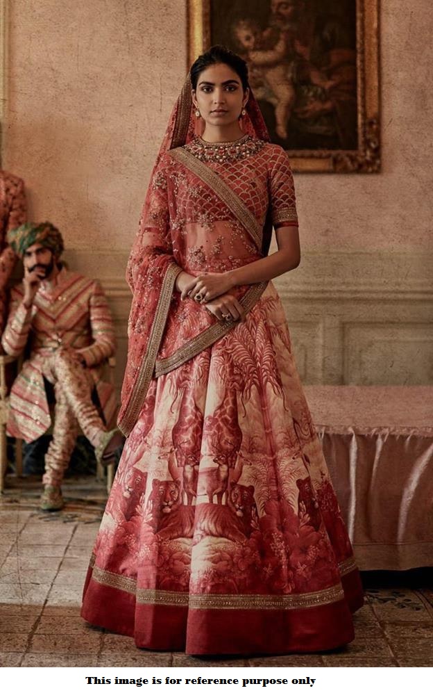 Buy Bollywood Sabyasachi Mukherjee Inspired Malai satin Violet lehenga in  colour from India