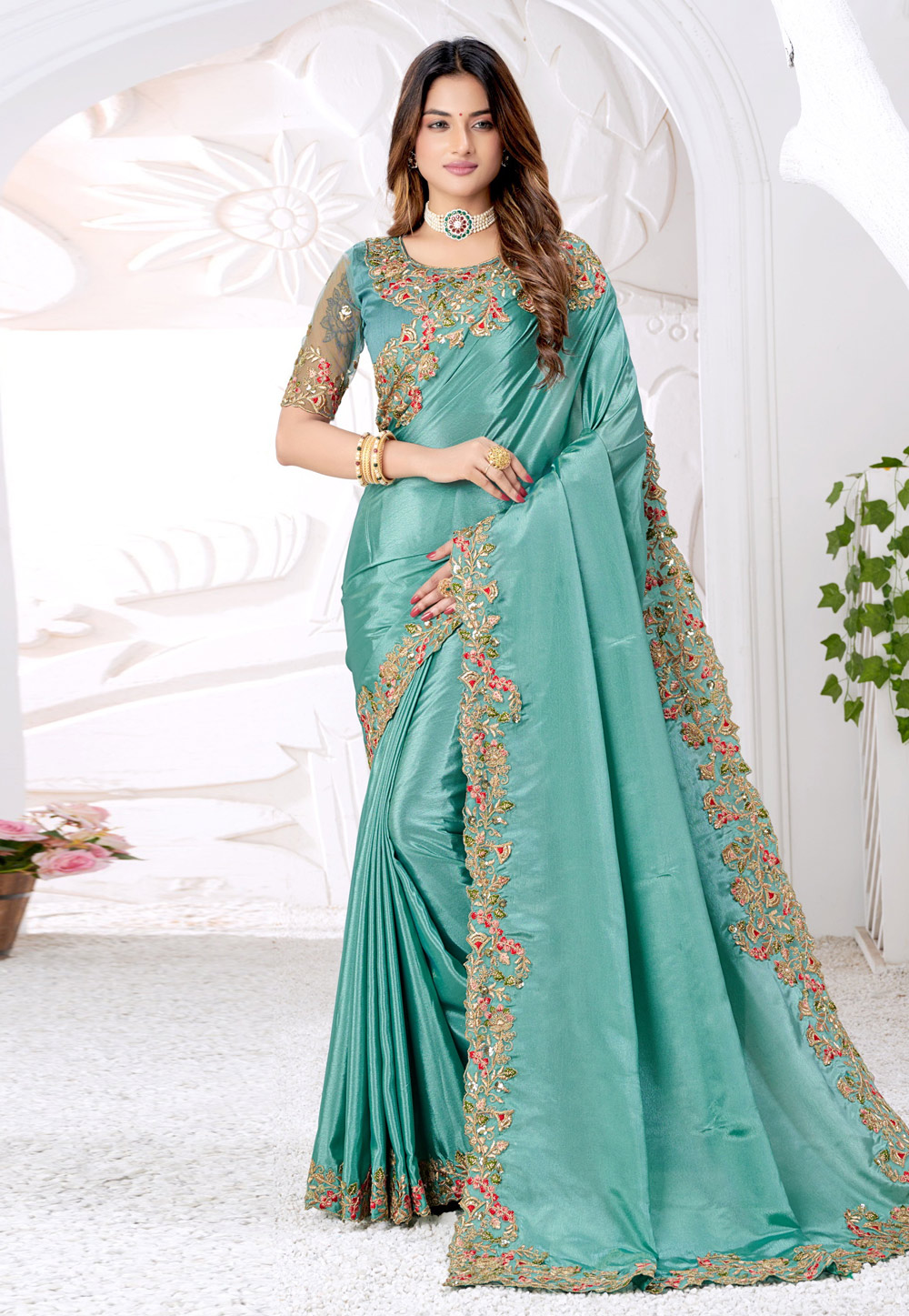 Designer blouse for green on sale saree