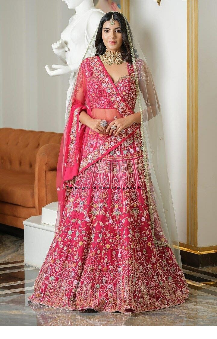 Buy Bollywood Model Pink silk heavy wedding lehenga choli in UK USA and Canada