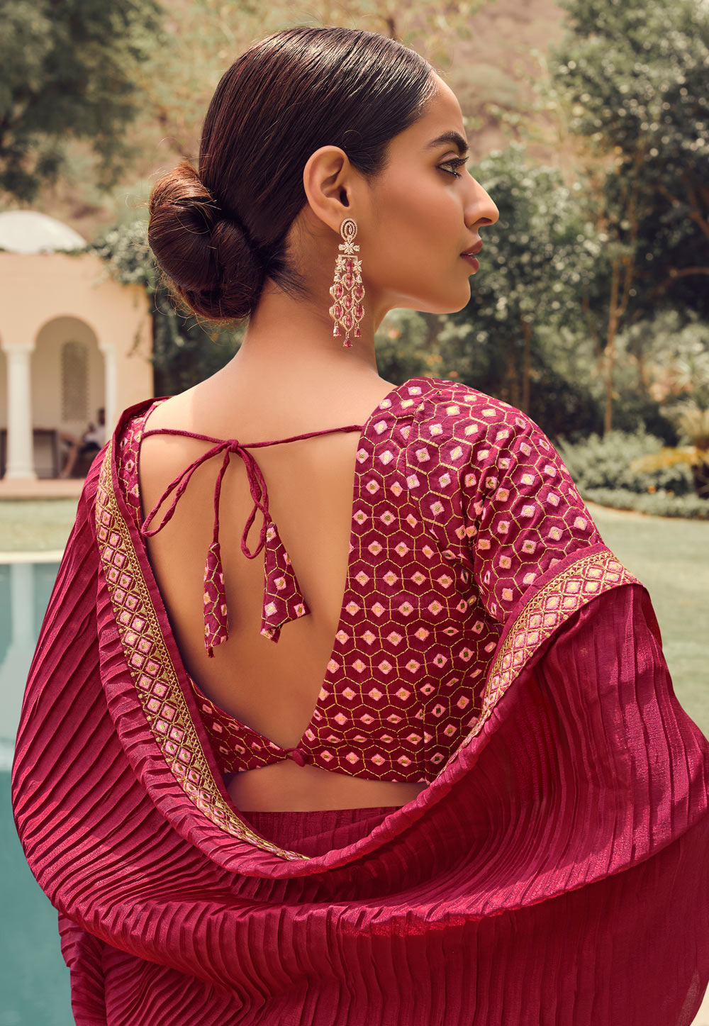 Buy Maroon Sarees for Women by Joho Online | Ajio.com