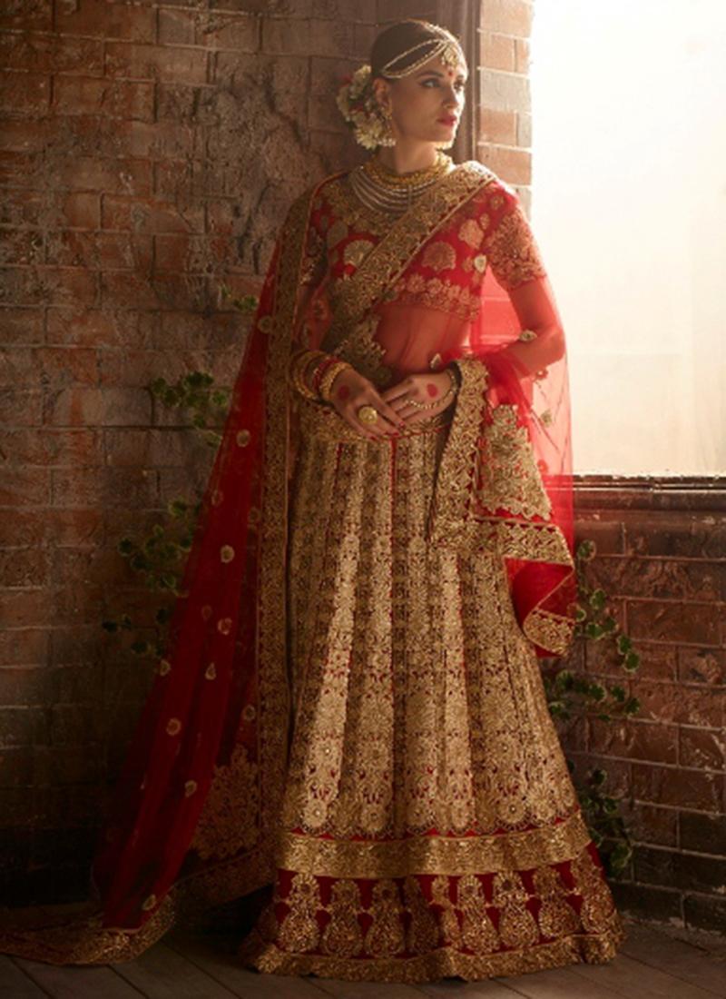 beige bridal lehenga