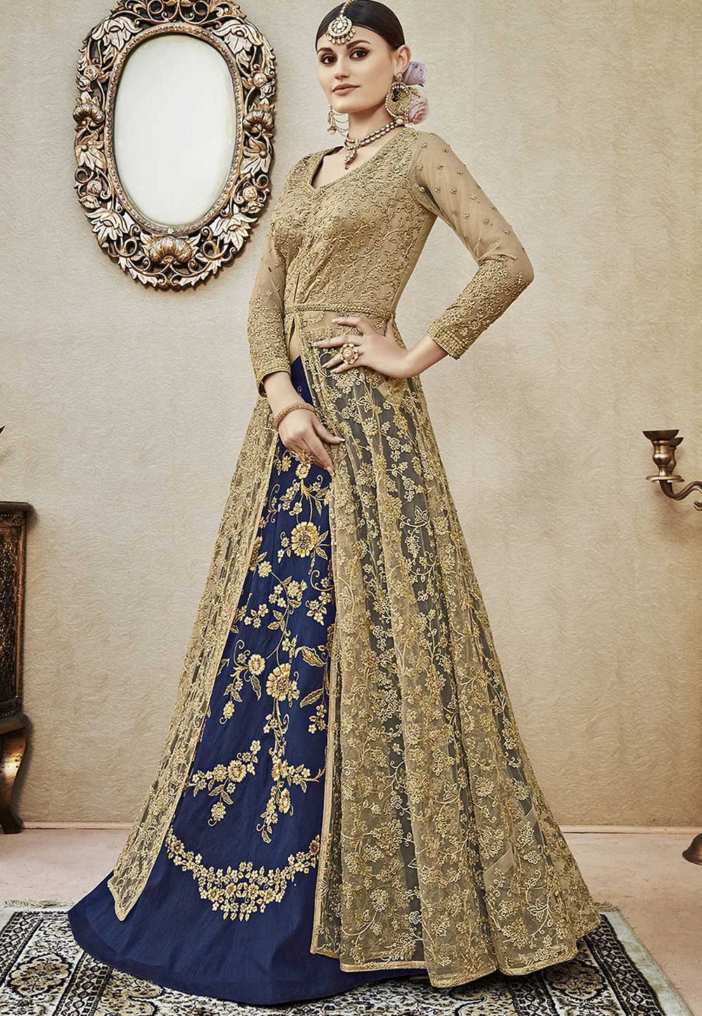 Eid Lacha Suit Lehenga Long Top Choli Indian Sequins Lengha Choli Dress  Saree | eBay