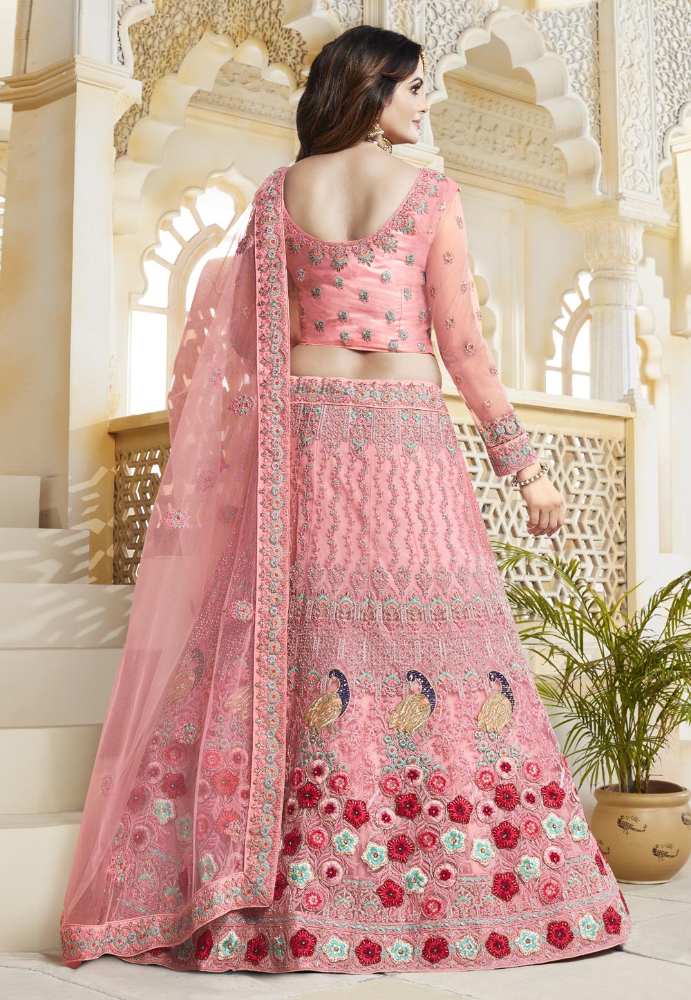 Net Embroidery Lehenga Choli In Dark Pink Colour - LD5680069