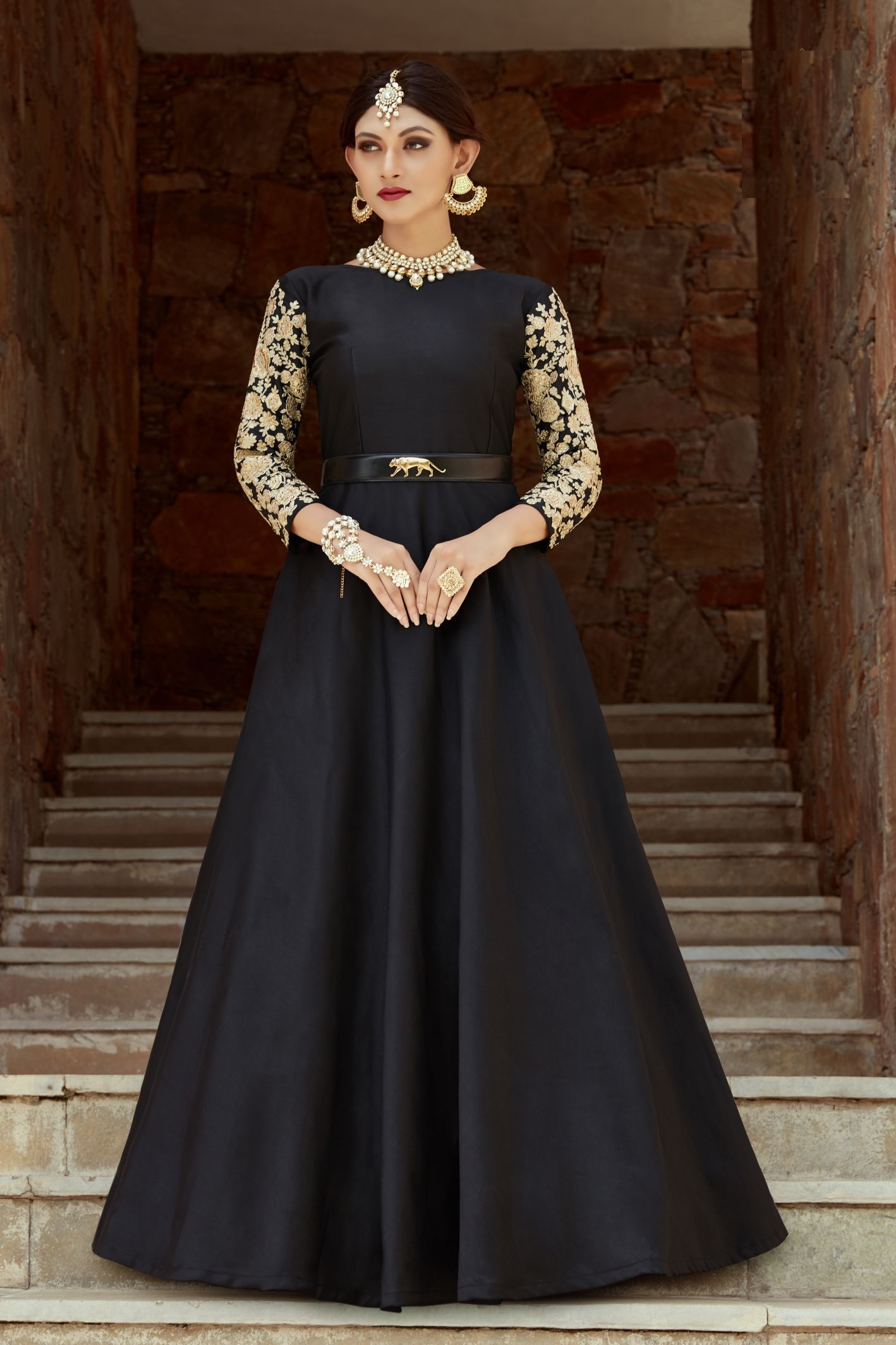 black indo western dress