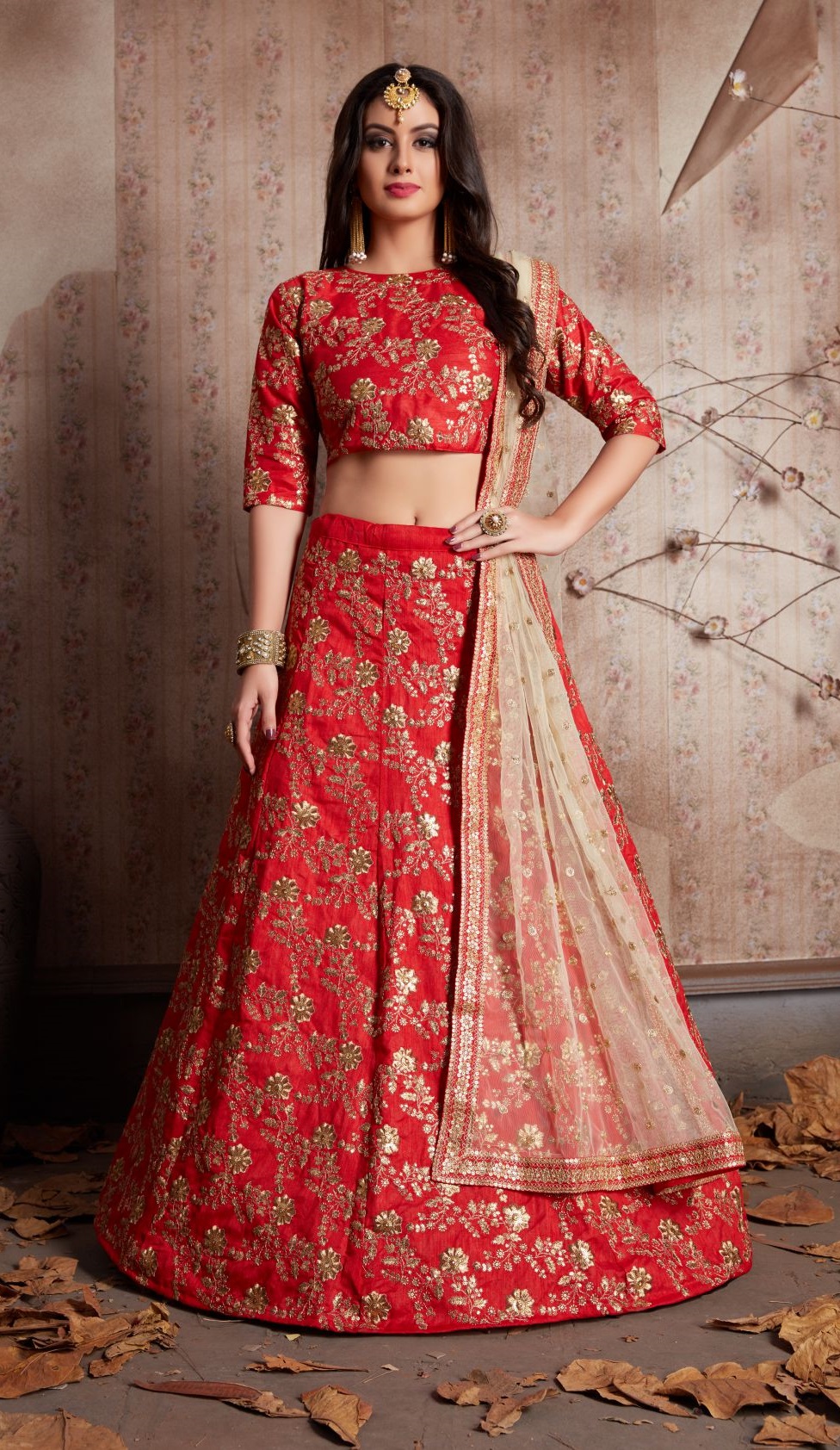 Fashion Model Front Pose, Model In Red Dress, Indian Model In Modern Dress,  Woman In Red Skirt, Indian Model In Red, Woman Hiding Breast, Woman In Red,  Model Smiling, Brunette Model Stock
