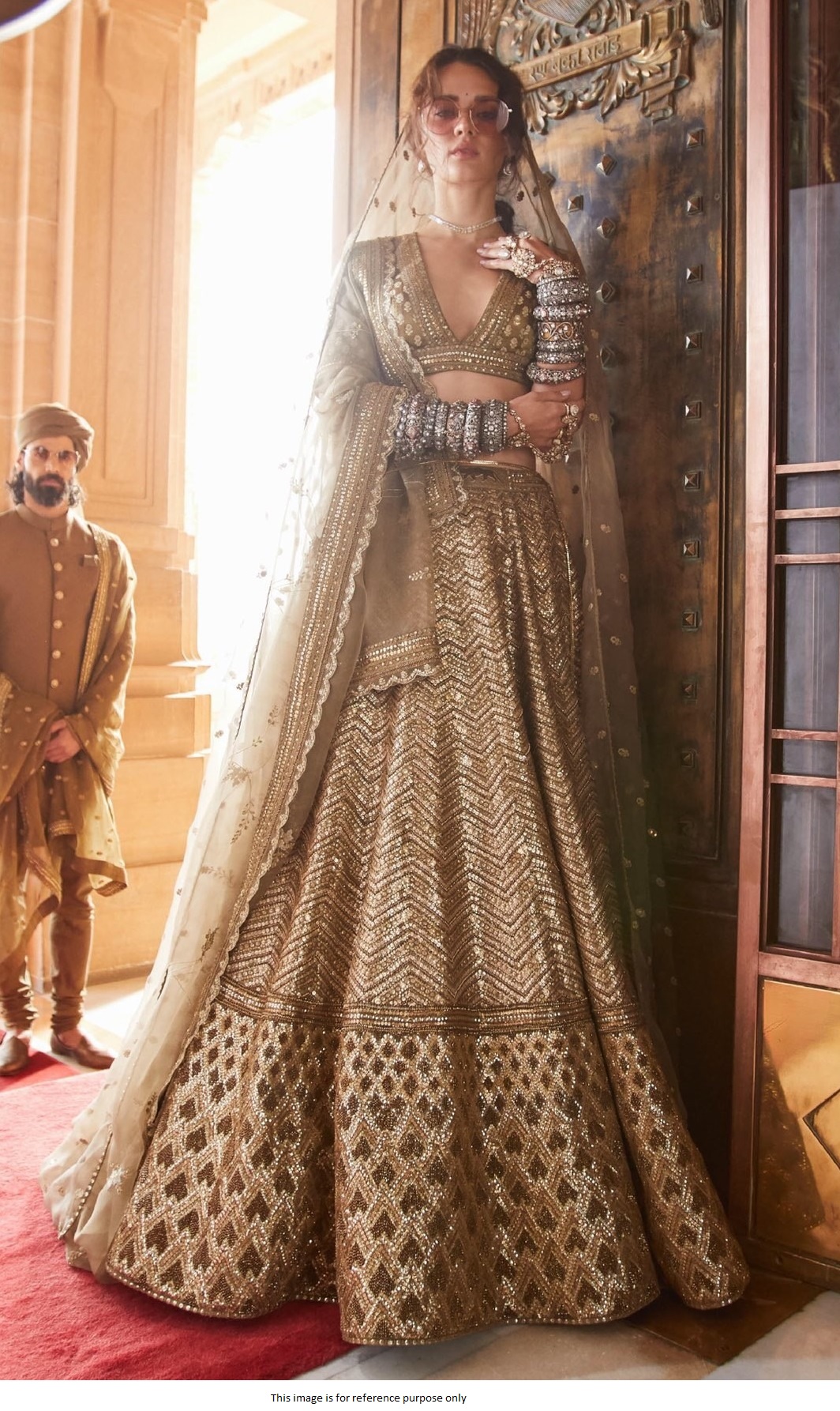 Buy Bollywood Sabyasachi Inspired silk brown bridal lehenga choli in UK,  USA and Canada