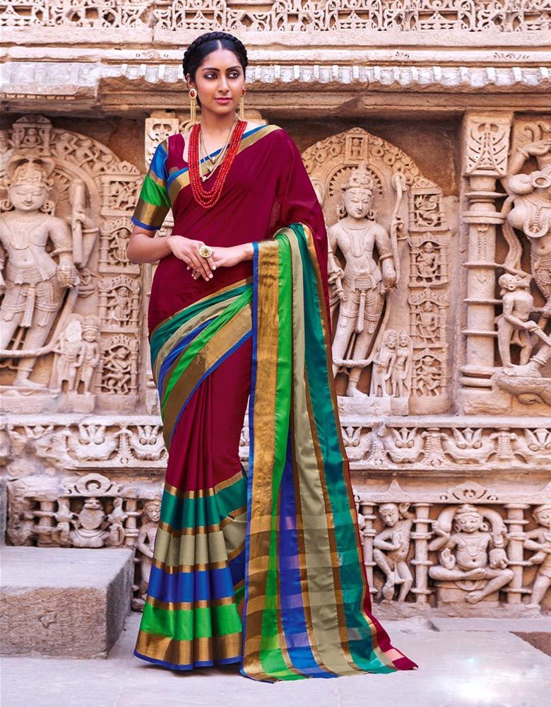 Buy Gorgeous Green Woven Soft Silk Wedding Wear Saree - Zeel Clothing