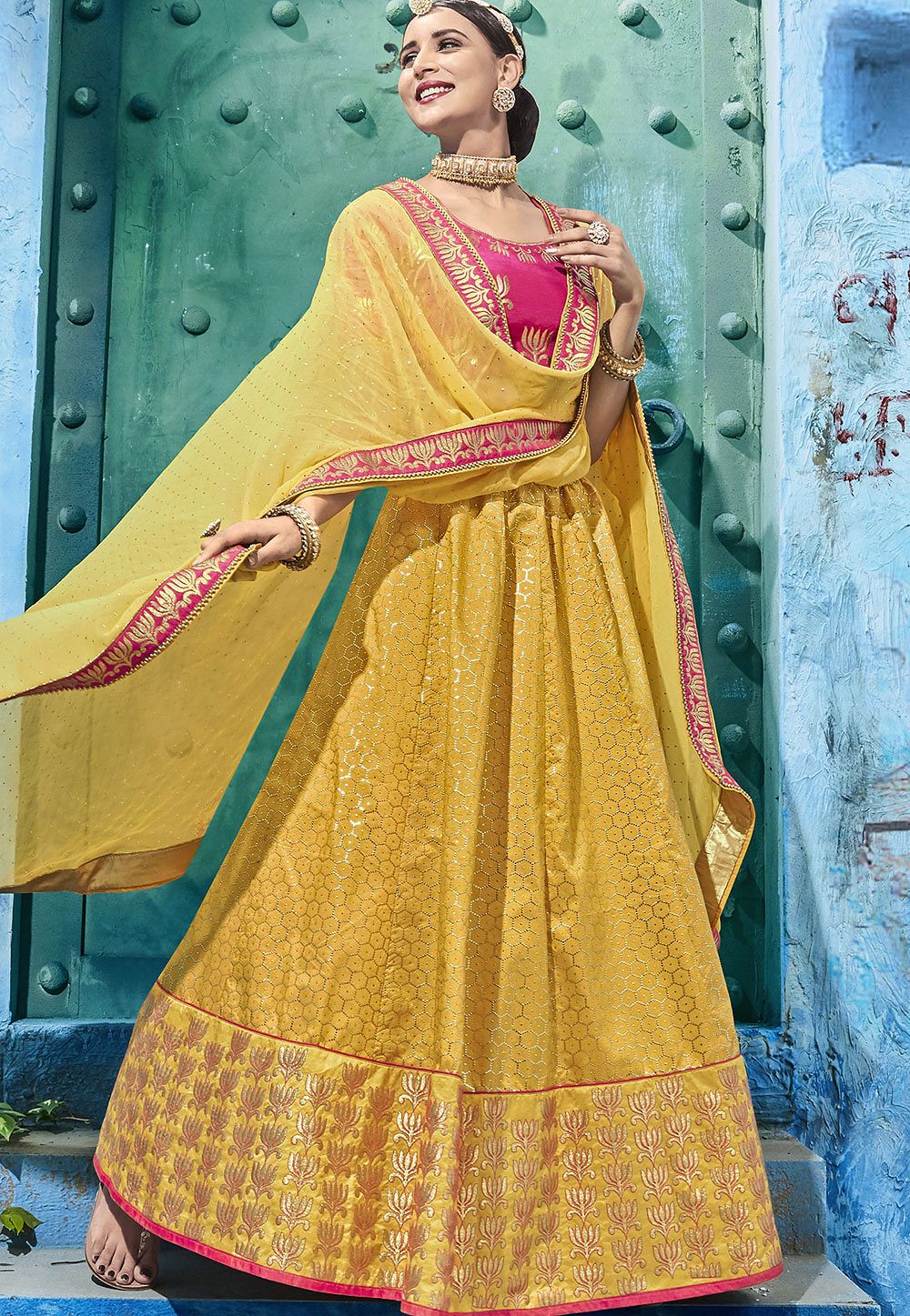 Buy Sizzling Yellow Party Wear Gown for Girls | Gowns