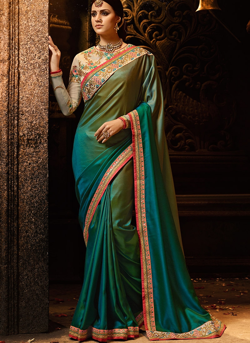 green saree party wear