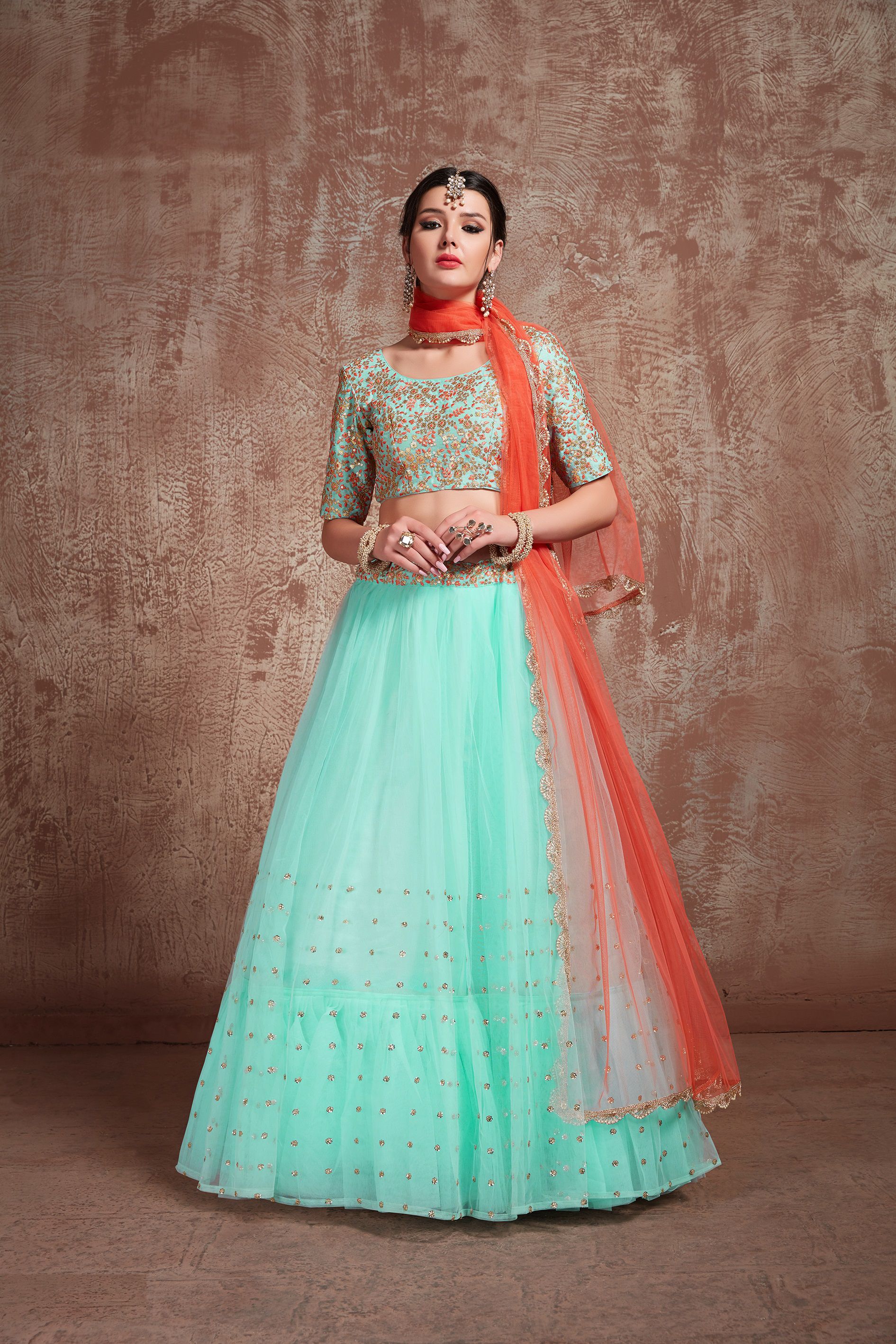 net lehenga for wedding