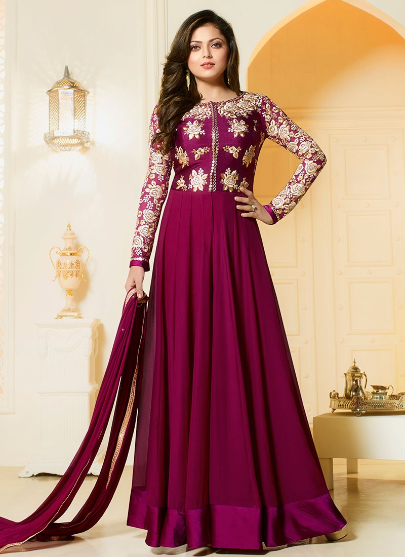 Buy Drashti Dhami magenta color georgette party wear salwar kameez in ...