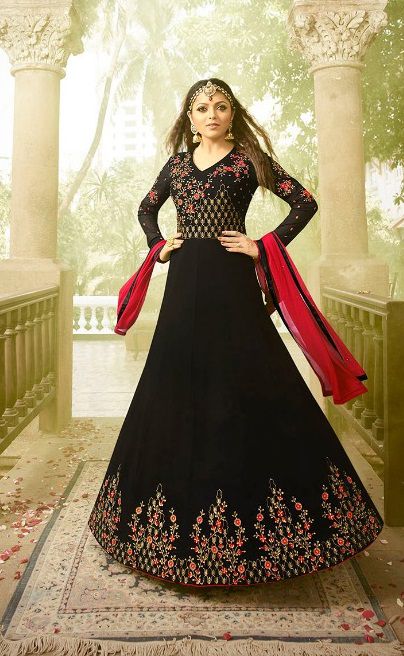 Buy Drashti Dhami black color georgette party wear anarkali kameez in ...