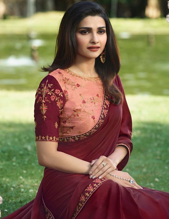 Buy Bollywood Prachi Desai Maroon silk designer party wear saree in UK ...