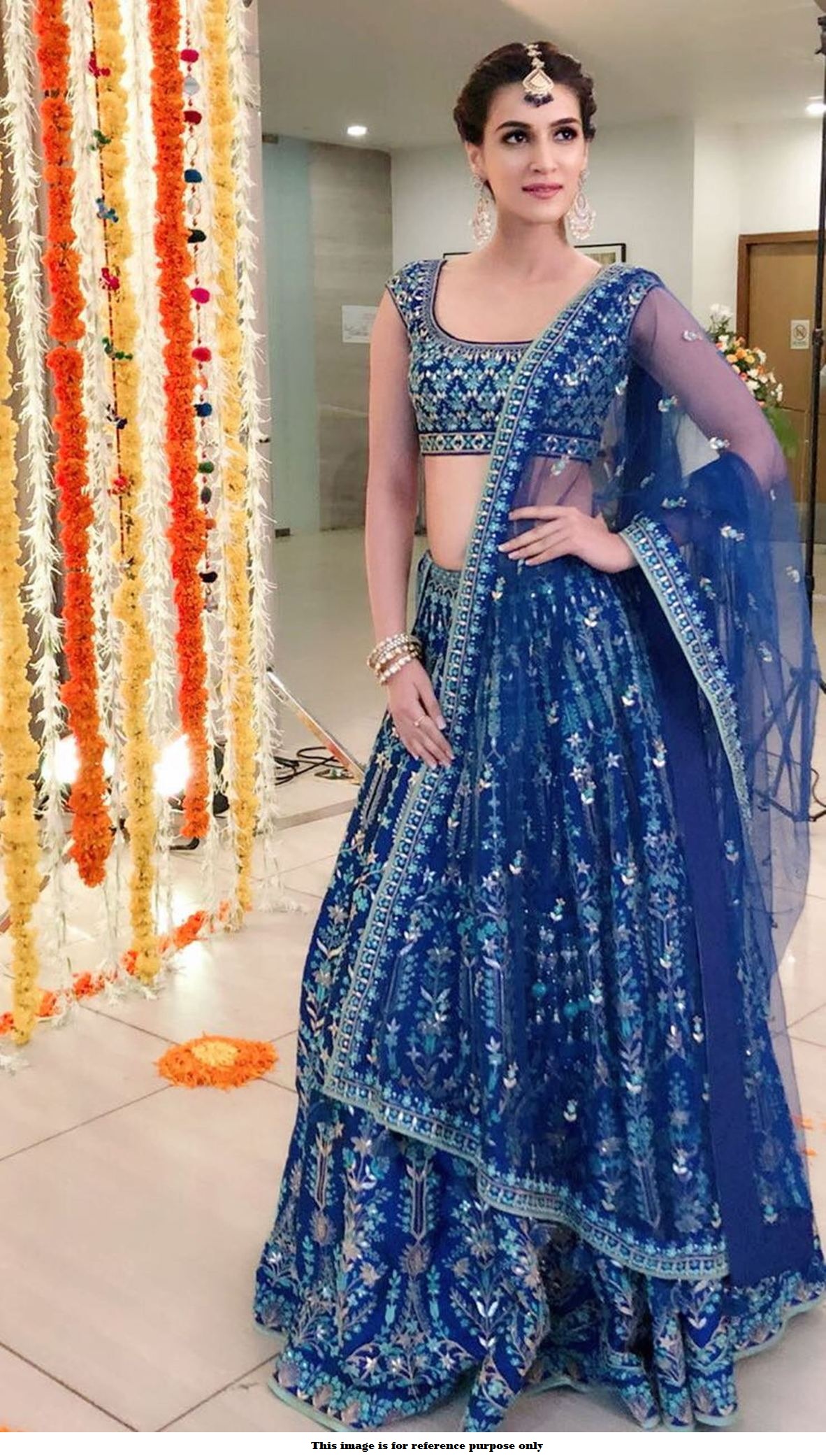 Buy Bollywood Kriti Sanon Royal Blue Tafetta Silk Lehenga Choli In Uk Usa And Canada