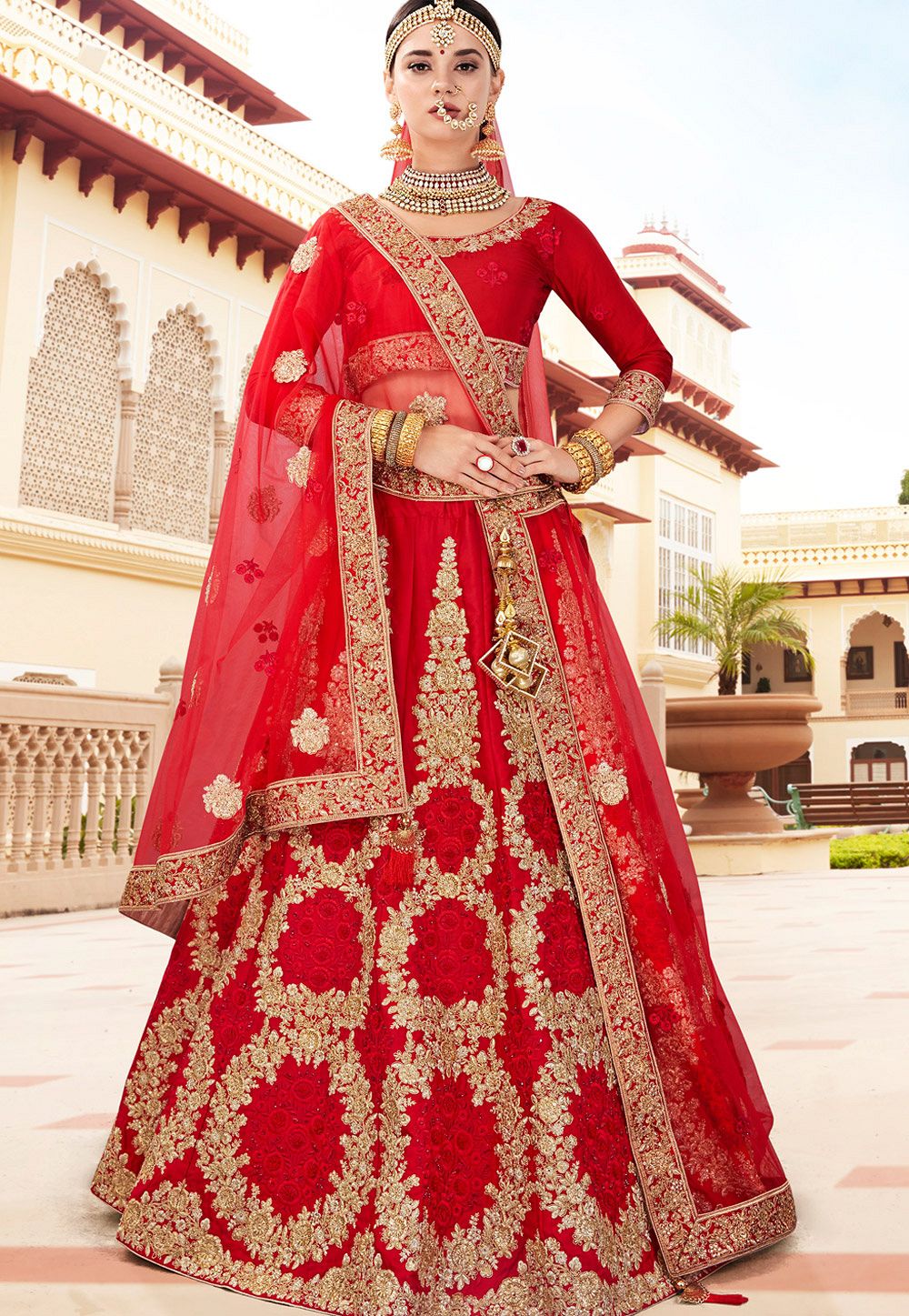 Red Indian Wedding Lengha