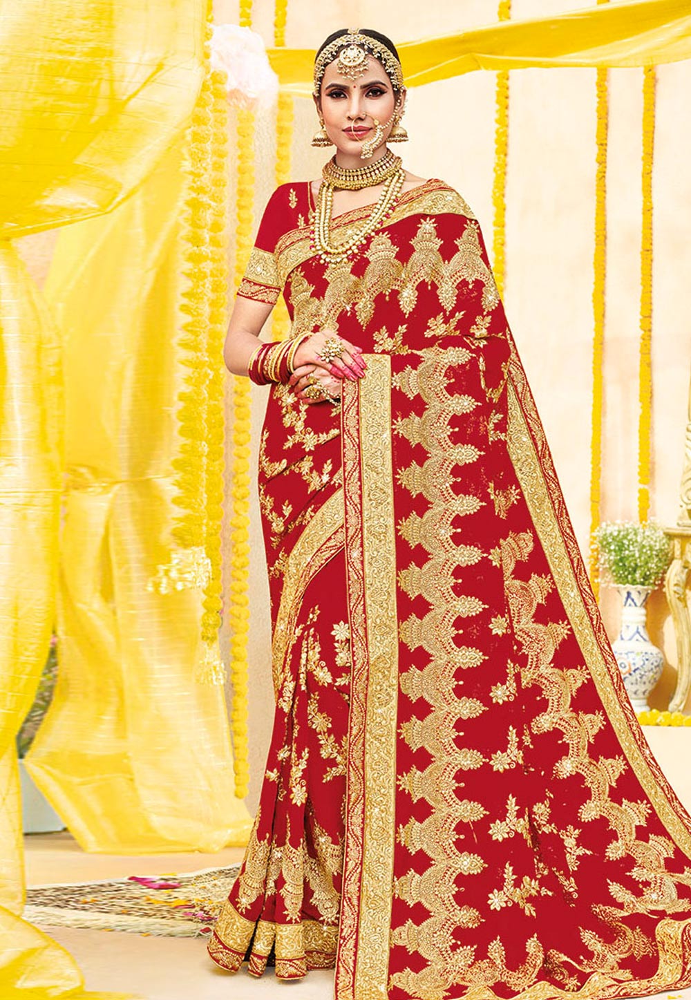 Bridal saree work deals designs of stone