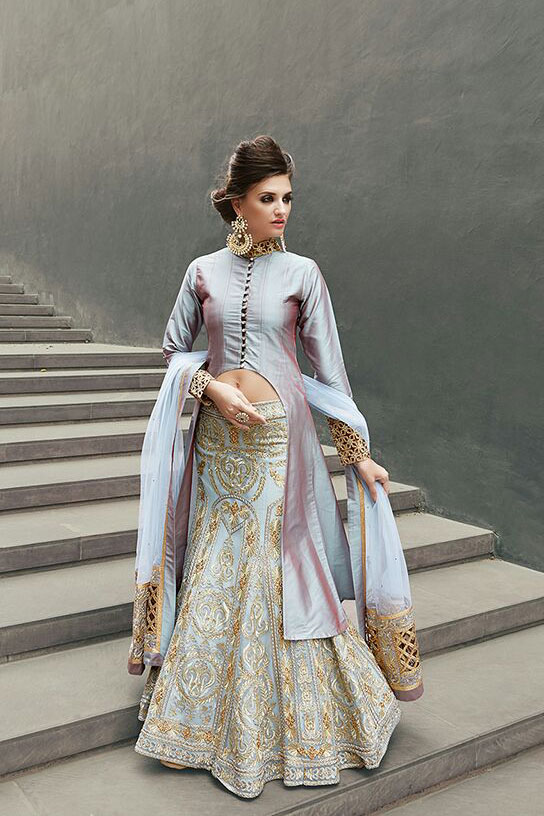 sky colour lehenga choli