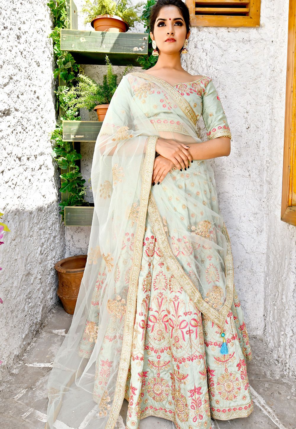 sky blue choli