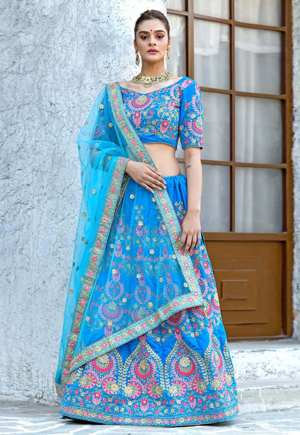 blue indian wedding dress