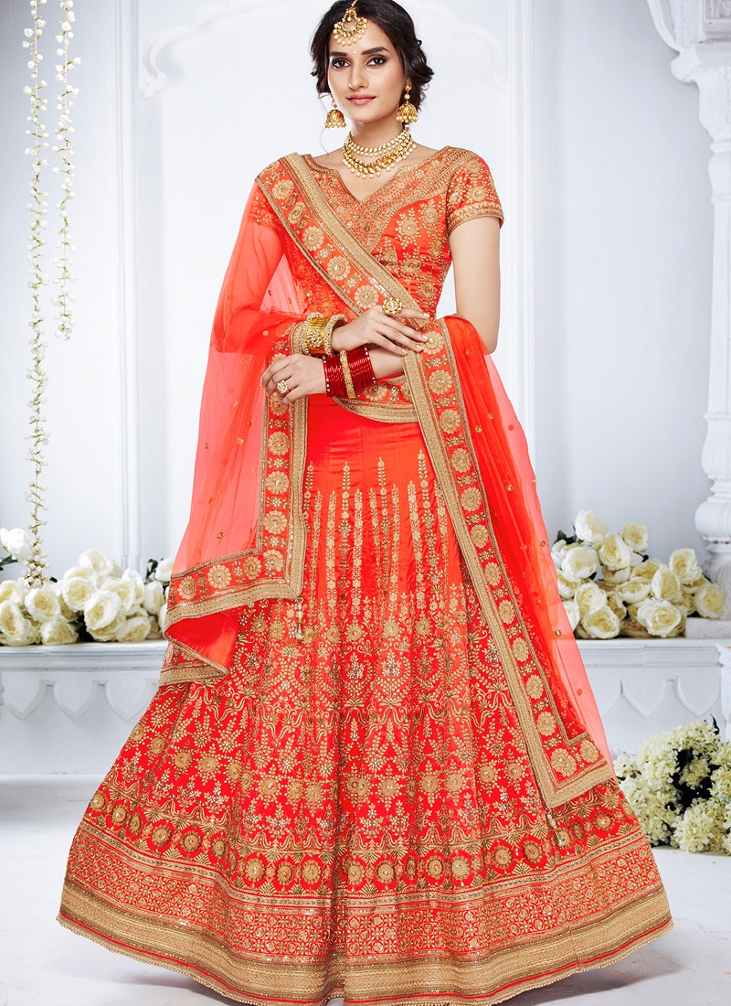Indian Bridal Wear - Adya Banarasi Red Bridal Lehenga – B Anu Designs