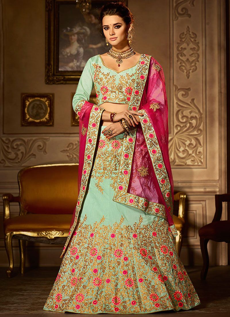 Photo of Fuchsia Pink and Sea Green Lehenga | Bridal wear, Indian bridal  wear red, Bridal lehenga