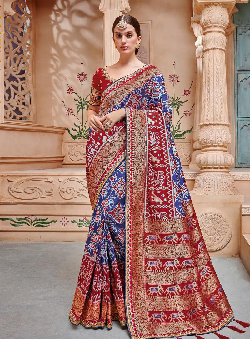 Light, Sky, Navy & Royal Blue Wedding Sarees in Pure Silk