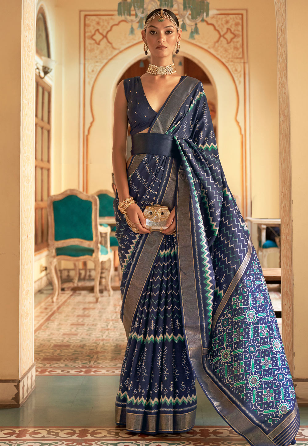 Silk Sarees in Dark Blue, Navy Blue and Indigo Shades Sold Online