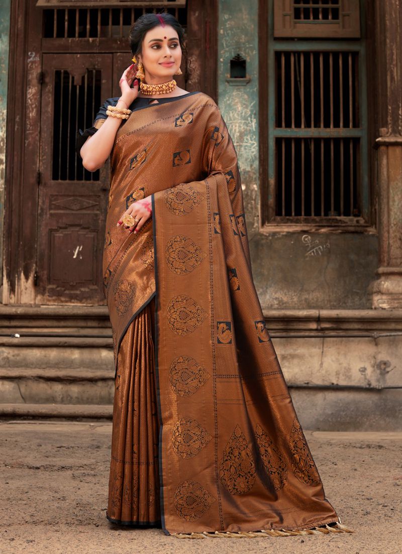 Blood Red- Gold Zardozi Hand Embroidered Pure Silk Saree – Talking Threads