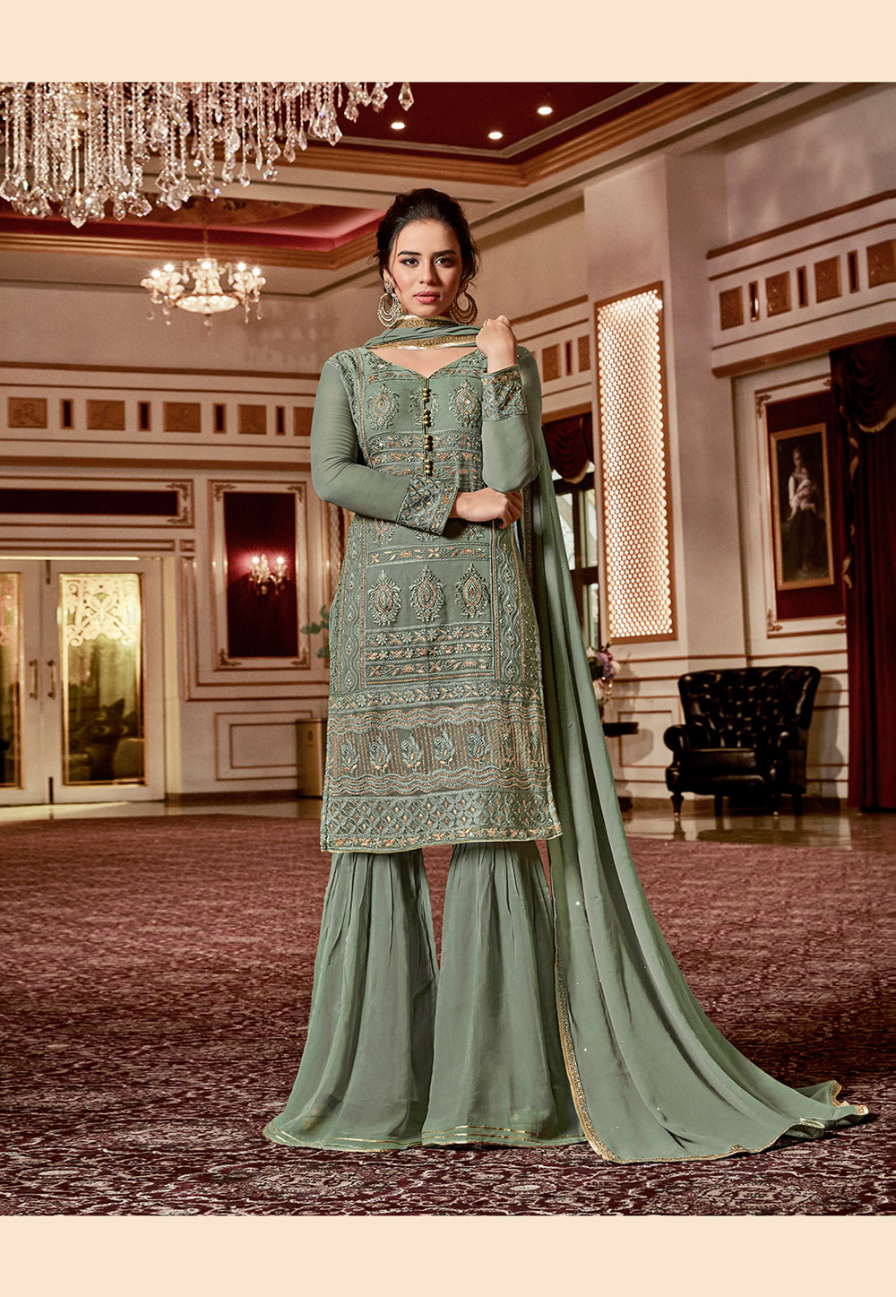 sea green sharara suit