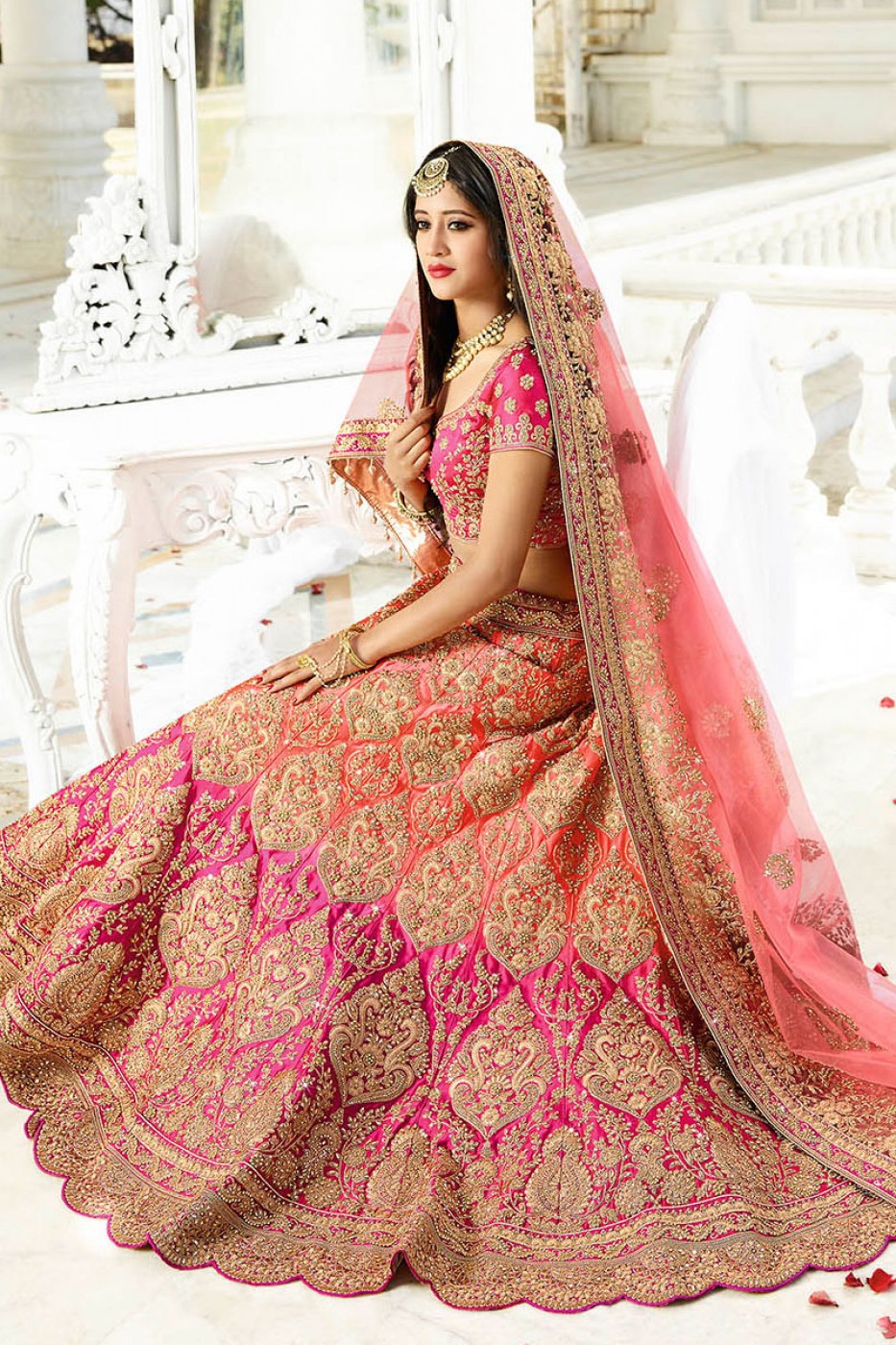 Buy Pink Color Silk Wedding Lehenga Choli In UK USA And Canada