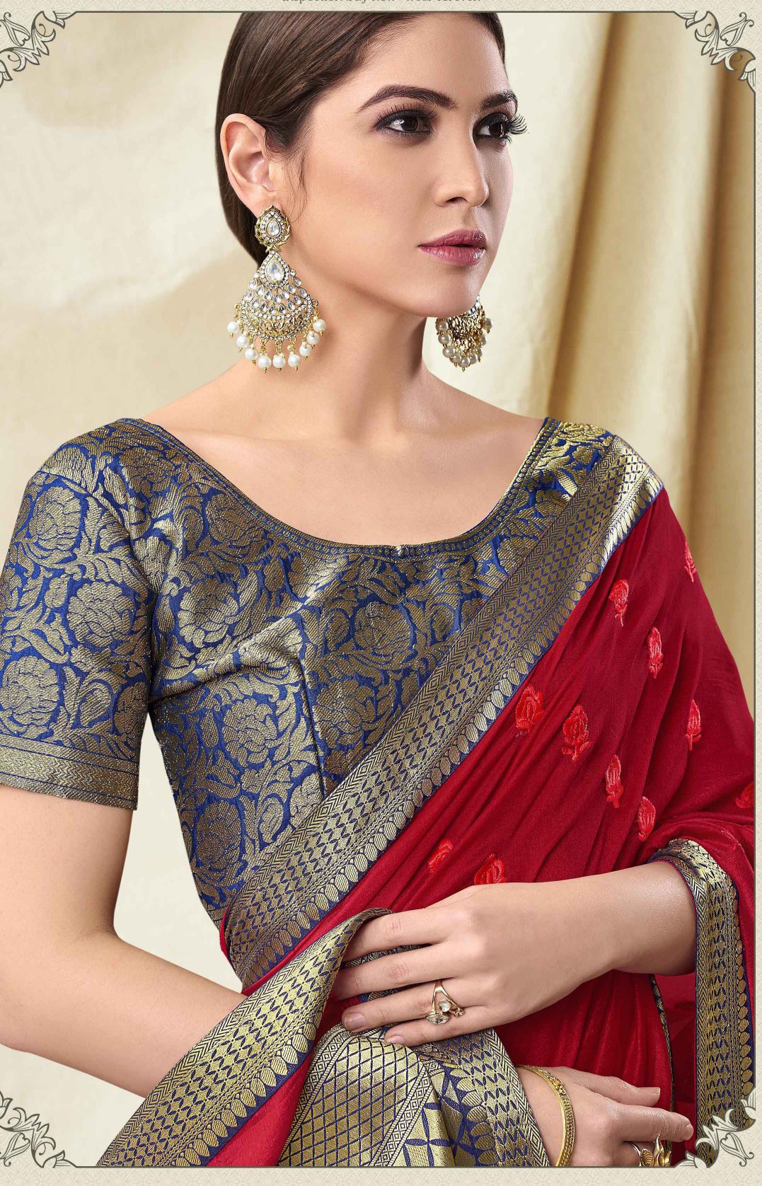 Red Vichitra Silk Party Wear Saree 59096