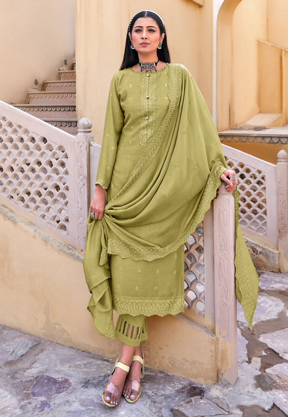 Green Embellised Diamond Work Salwar Suit Pant SFPRF137204 –  ShreeFashionWear