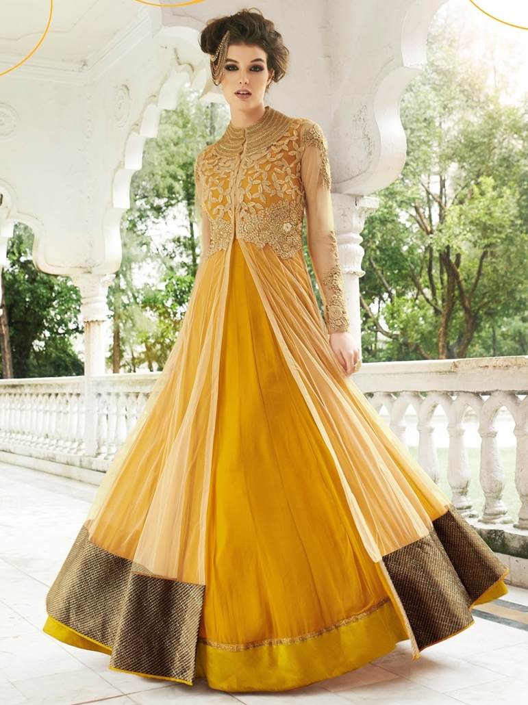 yellow party wear salwar suits