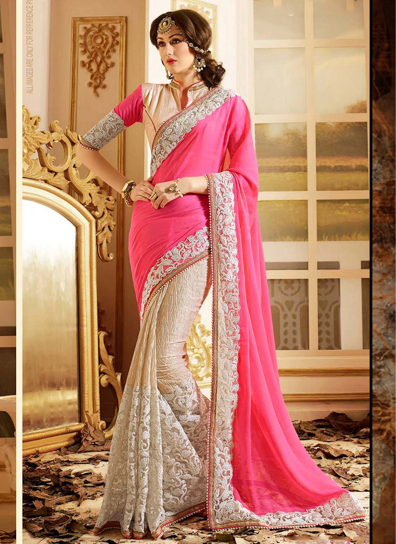 pink party saree