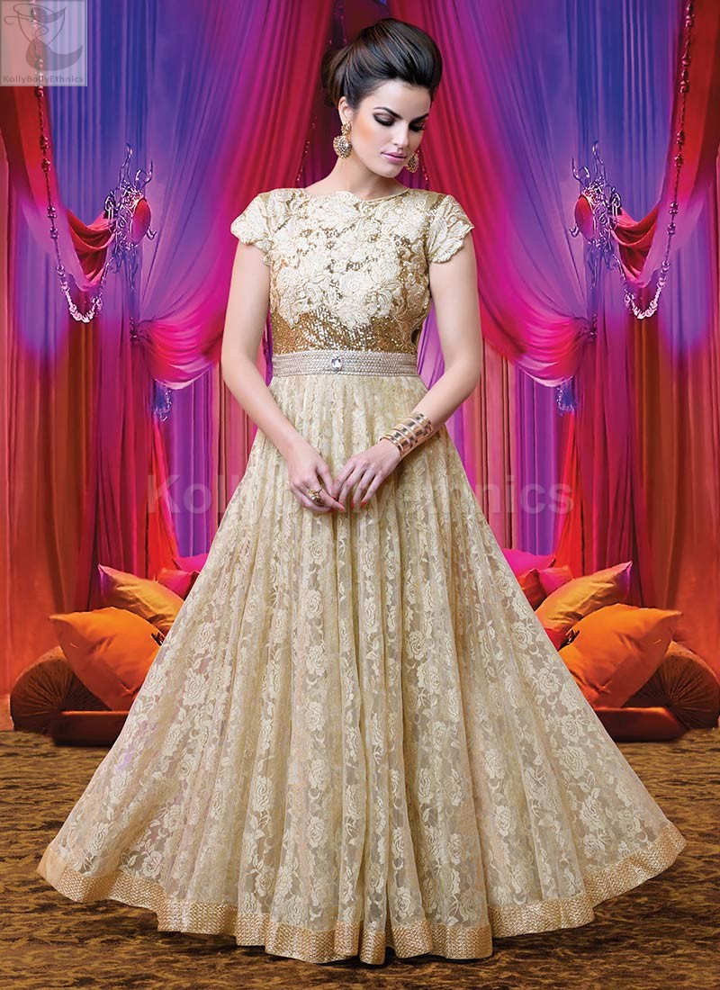 cream anarkali dress