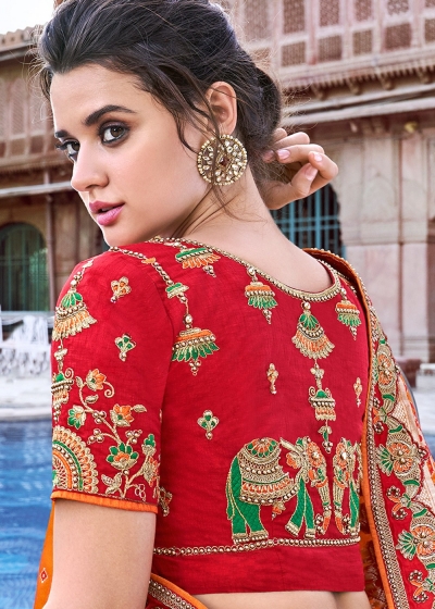 Red Traditional Silk Jacquard Lehenga Choli Latest 2701