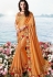 peach satin silk heavy embroidered saree 6209