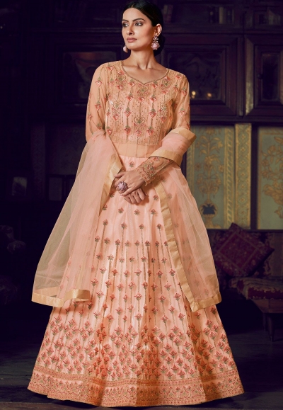 Pink colored Georgette Embroidered with plastic mirror Work Anarkali Suit  for WomenKurtas  Suits  Raimentz