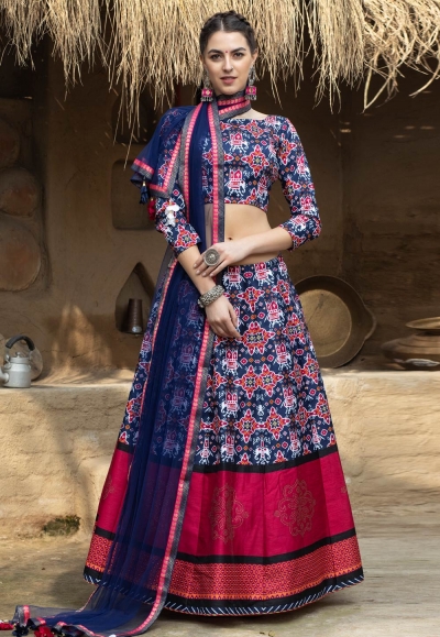 Buy Pink Chanderi Printed Bandhani Lehenga For Women by Ikshita Choudhary  Online at Aza Fashions.