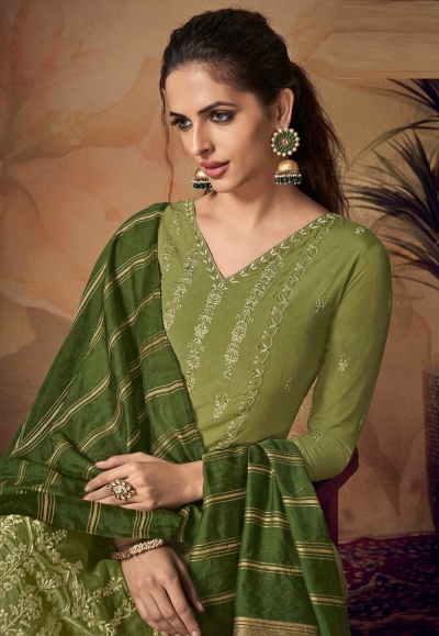 Green muslin kameez with palazzo 119365