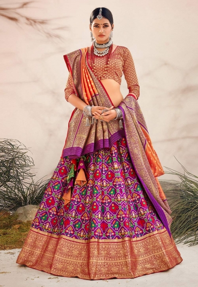 Buy Multicolor Bandhej Lehenga Set Online in USA – Pure Elegance