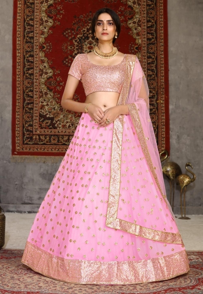 Buy Designer Sarees, Salwar Kameez, Kurtis & Tunic and Lehenga  Choli.Graceful Baby Pink Lehenga Choli