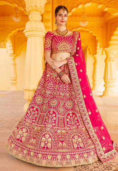 Buy Rani Designer Wedding Wear Velvet Lehenga Choli | Bridal Lehenga Choli