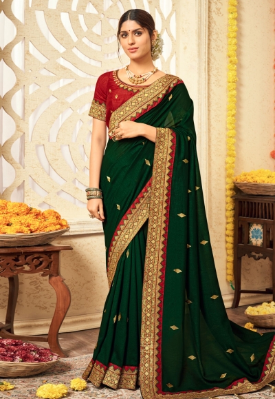 Can I wear a green blouse with a designer red saree? - Quora