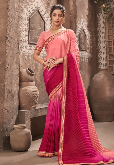 Attractive Georgette And Chiffon Half N Half Saree